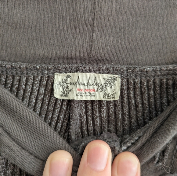Free People Charcoal Ribbed Jogger Wide Leg Long John Lounge Pants Size XS - Picture 3 of 4